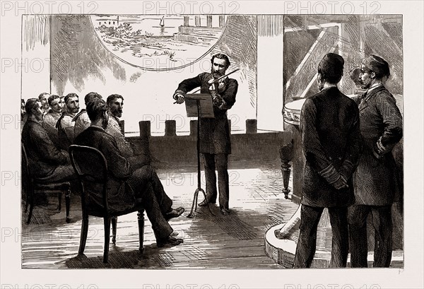 THE COMBINED FLEET IN SUDA BAY: THE DUKE OF EDINBURGH PLAYS THE VIOLIN, 1886