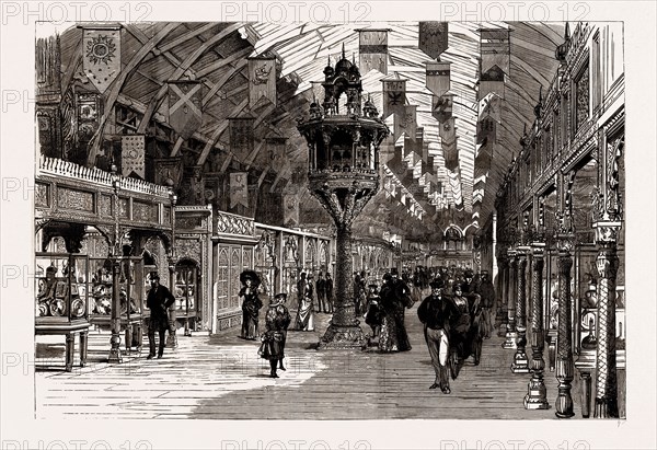 THE INDIAN SECTION OF THE COLONIAL AND INDIAN EXHIBITION: THE MIDDLE COURT WITH PIGEON HOUSE, 1886