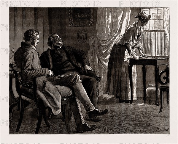 THE MAYOR OF CASTERBRIDGE, DRAWN BY ROBERT BARNES, WRITTEN BY THOMAS HARDY, 1886; "Elizabeth, my child, come and hearken to what we are talking about, and not hide staring out o' window as if ye didn't hear."