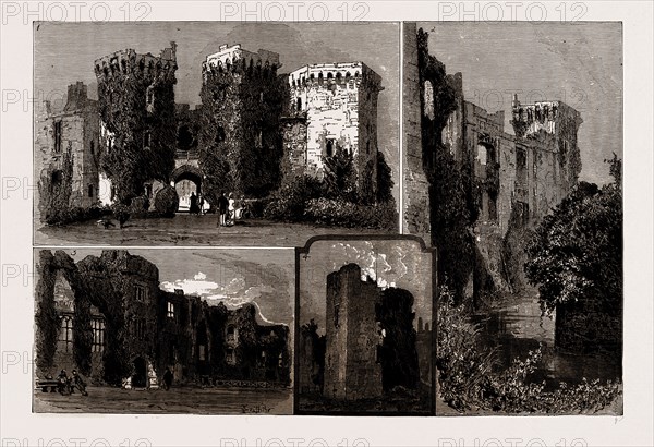 THE RUINS OF RAGLAN CASTLE, NEAR MONMOUTH, UK, 1886: 1. Grand Entrance. 2. The Walls from the Moat 3. The Paved Court 4. The Gwent Tower