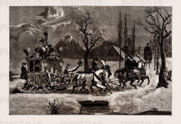 KING LUDWIG OF BAVARIA DRIVING IN HIS SLEDGE, 1886
