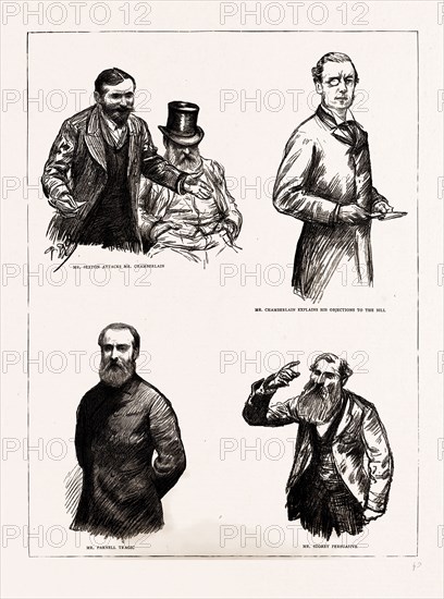 THE HOME RULE DEBATE IN THE HOUSE OF COMMONS, LONDON, UK, 1886: MR. SEXTON ATTACKS MR. CHAMBERLAIN; MR. CHAMBERLAIN EXPLAINS HIS OBJECTIONS TO THE BILL; MR. PARNELL TRAGIC; MR. STOREY PERSUASIVE
