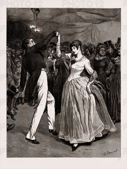THE MAYOR OF CASTERBRIDGE, DRAWN BY ROBERT BARNES, WRITTEN BY THOMAS HARDY, 1886; "Farfrae was footing a quaint little dance with Elizabeth Jane."