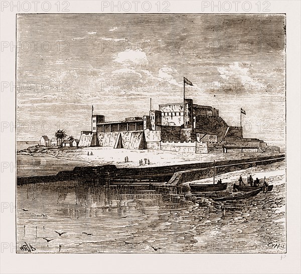 FORT ST. GEORGE, ELMINA, THE ASHANTEE WAR 1873. Anglo-Ashanti Wars between the Ashanti Empire, now Ghana, and the British Empire in the 19th century