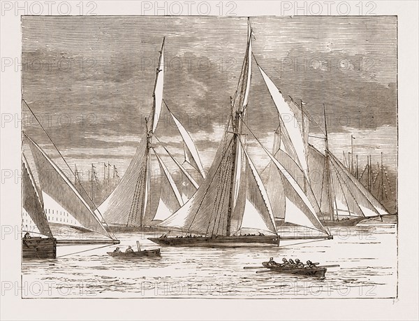 THE KRIEMHILDA  AND THE ARROWARIADNE, The Royal Yacht Squadron Regatta at Cowes, UK in 1873