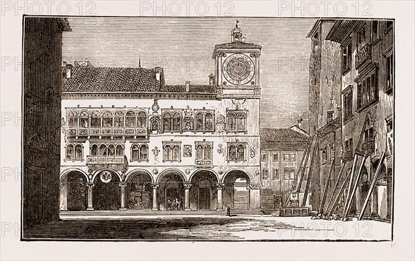 BELLUNOâ€îTHE TOWN HALL AND THE BISHOP'S PALACE, Earthquake in Italy 1873