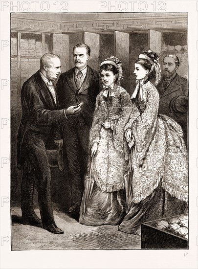 CESAREWITCH AND CESAREVNA IN THE CITYâ€îTHE GOVERNOR OF THE BANK PRESENTING THE CESAREVNA AND THE PRINCESS OF WALES WITH A FIVE-SHILLING PIECE, LONDON UK 1873
