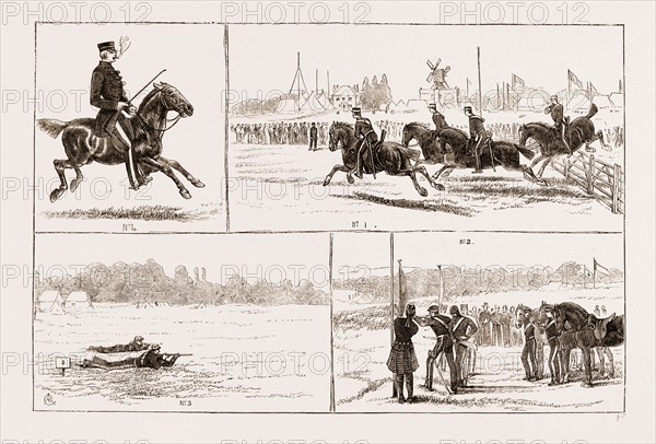 The volunteer camp at Wimbledon UK 1873, I WELL OVER TIM FIRST. HURDLES 2. 200 YARDS' RANGE-3. 400 YARDS' RANGE-4. WELL MOUNTED
