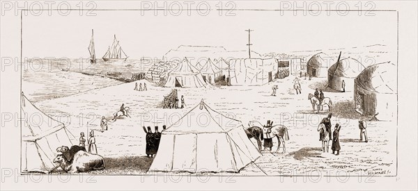ENCAMPMENT ON THE KINDERLINSKY GULF, EAST COAST OF CASPIAN SEA, THE RUSSIAN EXPEDITION TO KHIVA 1873,