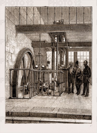 THE FIRST STEAM ENGINE CONSTRUCTED AT TEHERAN, IRAN,  ENGRAVING 1873