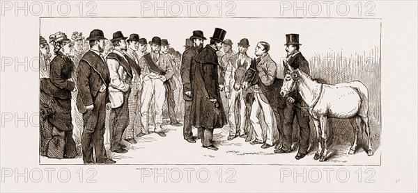 ANNUAL MEETING OF THE GOLDEN LANE COSTERMONGERS' MISSION: THE EARL OF SHAFTESBURY REVIEWING THE DONKEYS, 1875