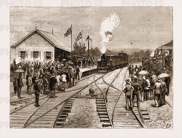 OPENING OF THE DURBAN AND PIETERMARITZBURG RAILWAY: ARRIVAL OF THE FIRST TRAIN AT PIETERMARITZBURG, SOUTH AFRICA, 1881