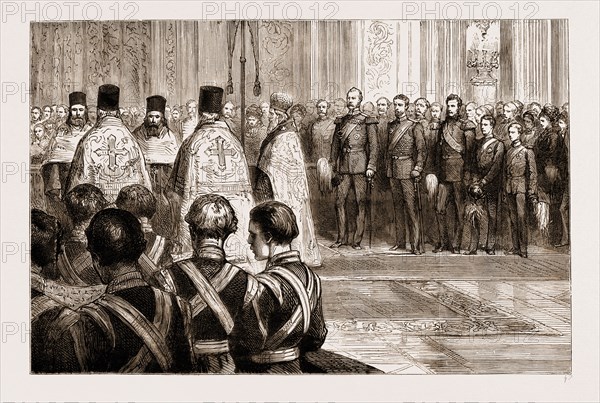 THE LATE CZAR ALEXANDER II.: TE DEUM IN THE IMPERIAL CHAPEL AFTER THE FAILURE OF THE ATTEMPT TO BLOW UP THE WINTER PALACE AT ST. PETERSBURG, RUSSIA, FEB. 17, 1880
