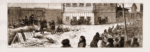THE ATTEMPT TO BLOW UP THE IMPERIAL TRAIN NEAR MOSCOW, DEC. 1. 1879: HOUSE BESIDE THE LINE FROM WHICH THE MINE WAS EXPLODED: 1. House. 2. Out-House. 3. Cart Shed. 4. Position of Mine Gallery.