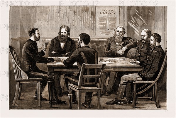 THE TRANSVAAL, SOUTH AFRICA, THE PEACE NEGOTIATIONS BETWEEN GENERAL SIR EVELYN WOOD AND GENERAL JOUBERT; INTERIOR OF O'NEILL'S FARM HOUSE, MEETING OF GENERAL WOOD AND GENERAL JOUBERT, MARCH 18, 1881