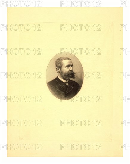 Gaston Tissandier, French balloonist, bust-length oval portrait byH. Thiriat