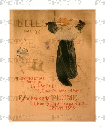 Henri de Toulouse-Lautrec, Poster for Elles, French, 1864  1901, 1896, lithograph in olive green, blue, and orange