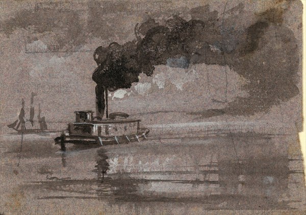Two steamships, 1860-1865, by Alfred R Waud, 1828-1891, an american artist famous for his American Civil War sketches, America, US, 1862-1865, by Alfred R Waud, 1828-1891, an american artist famous for his American Civil War sketches, America, US