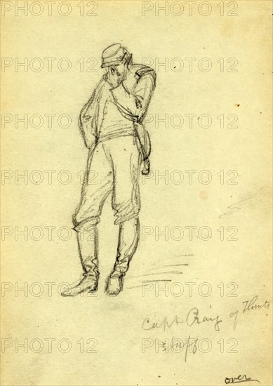Captain Craig of Flints staff, 1863, drawing on cream paper pencil, 13.7 x 9.5 cm. (sheet), 1862-1865, by Alfred R Waud, 1828-1891, an american artist famous for his American Civil War sketches, America, US
