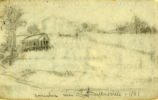 Somewhere near Chancellorsville, 1863, drawing, 1862-1865, by Alfred R Waud, 1828-1891, an american artist famous for his American Civil War sketches, America, US