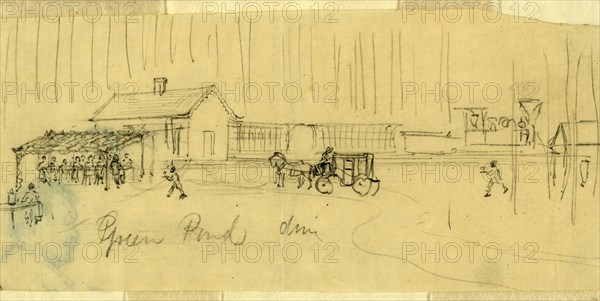 Green Pond drive, drawing, 1862-1865, by Alfred R Waud, 1828-1891, an american artist  famous for his American Civil War sketches, America, US