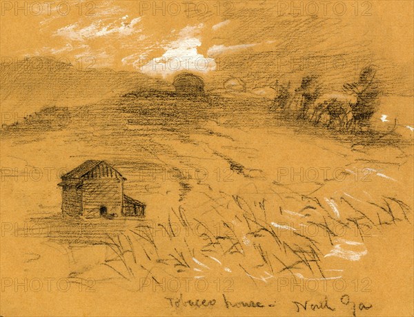 Tobacco house. North Ga, 1860-1865, drawing, 1862-1865, by Alfred R Waud, 1828-1891, an american artist famous for his American Civil War sketches, America, US