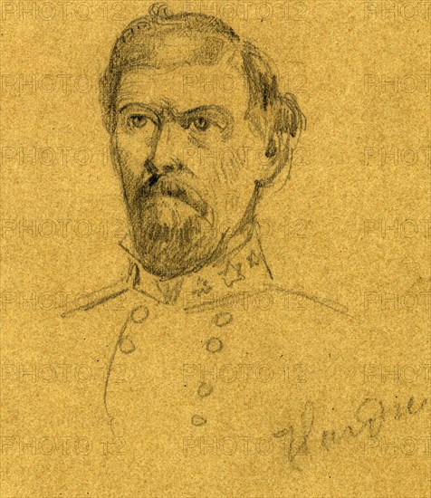 Confederate General William Joseph Hardee, between 1862 November and 1863 January, drawing, 1862-1865, by Alfred R Waud, 1828-1891, an american artist famous for his American Civil War sketches, America, US