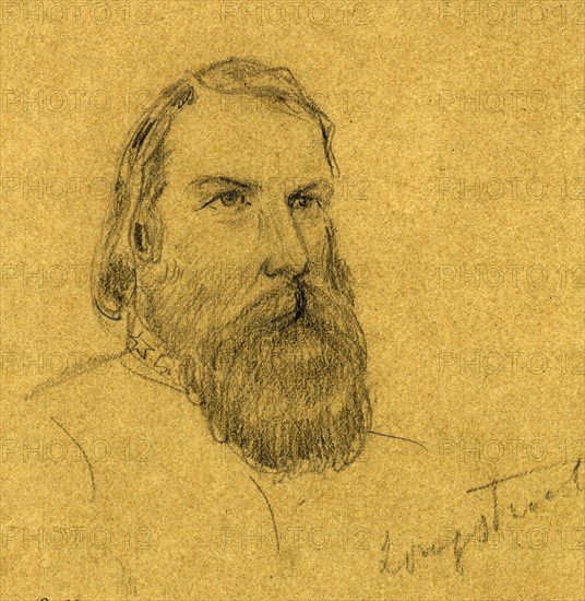 Confederate General James Longstreet, 1861-1865, drawing, 1862-1865, by Alfred R Waud, 1828-1891, an american artist famous for his American Civil War sketches, America, US