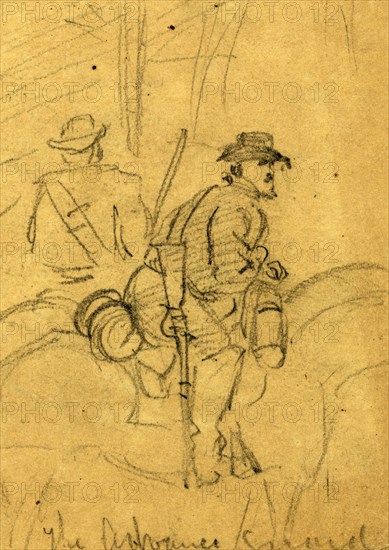 The advance guard, 1861-1865, drawing, 1862-1865, by Alfred R Waud, 1828-1891, an american artist famous for his American Civil War sketches, America, US
