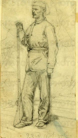 23rd N.Y. Vol, 1861-1863, drawing, 1862-1865, by Alfred R Waud, 1828-1891, an american artist famous for his American Civil War sketches, America, US