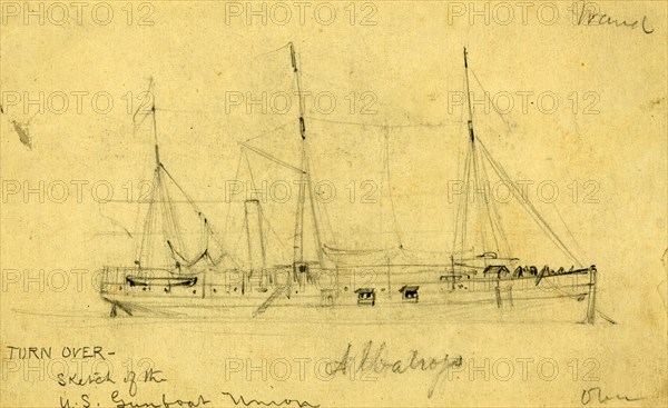 Albatross, between 1860 and 1865, drawing on cream paper pencil, 10.5 x 17.6 cm. (sheet),  1862-1865, by Alfred R Waud, 1828-1891, an american artist famous for his American Civil War sketches, America, US