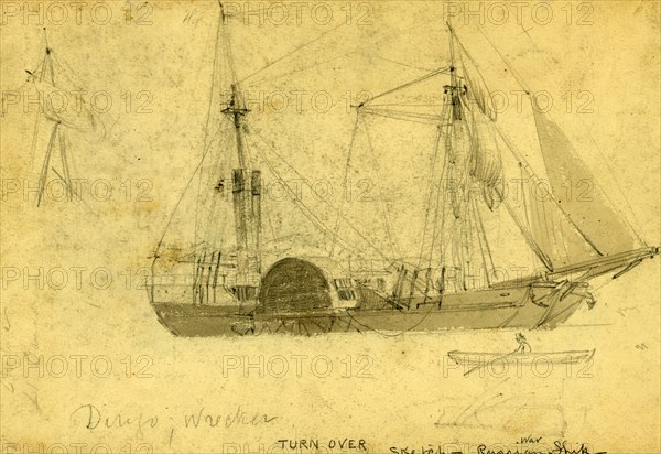 Dirijo, wrecker, between 1860 and 1865, drawing on cream paper pencil and Chinese white, 17.4 x 26.2 cm. (sheet), 1862-1865, by Alfred R Waud, 1828-1891, an american artist famous for his American Civil War sketches, America, US