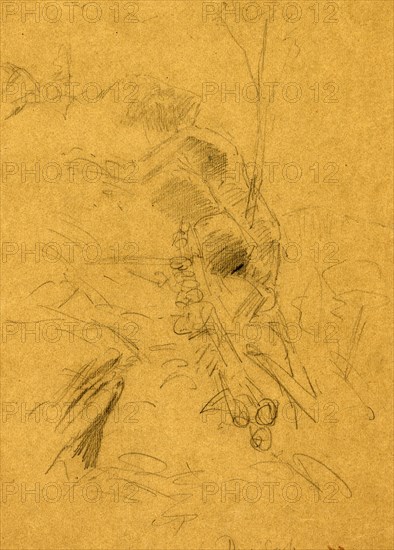 Dug Gap, 1864 May 8, drawing on brown paper pencil, 25.1 x 17.5 cm. (sheet), 1862-1865, by Alfred R Waud, 1828-1891, an american artist famous for his American Civil War sketches, America, US