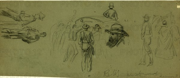 Rebs prisoners, drawing, 1862-1865, by Alfred R Waud, 1828-1891, an american artist famous for his American Civil War sketches, America, US