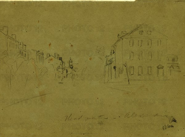 Headquarters, Alexandria, drawing, 1862-1865, by Alfred R Waud, 1828-1891, an american artist famous for his American Civil War sketches, America, US