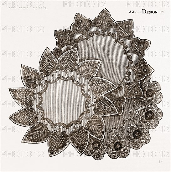 DESIGN FOR LAMP MATS, NEEDLEWORK, 19th CENTURY EMBROIDERY