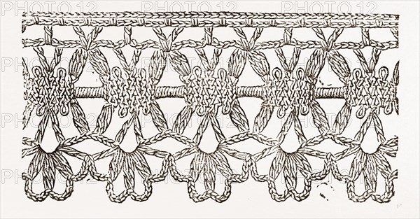 LACE EDGING, NEEDLEWORK, 19th CENTURY EMBROIDERY