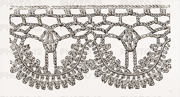 LACE EDGING FOR UNDERLINEN, NEEDLEWORK, 19th CENTURY EMBROIDERY