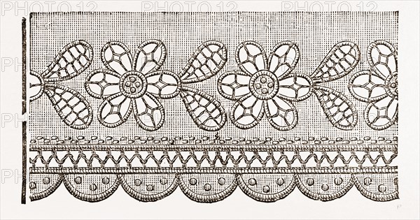 LACE EDGING, NEEDLEWORK, 19th CENTURY EMBROIDERY