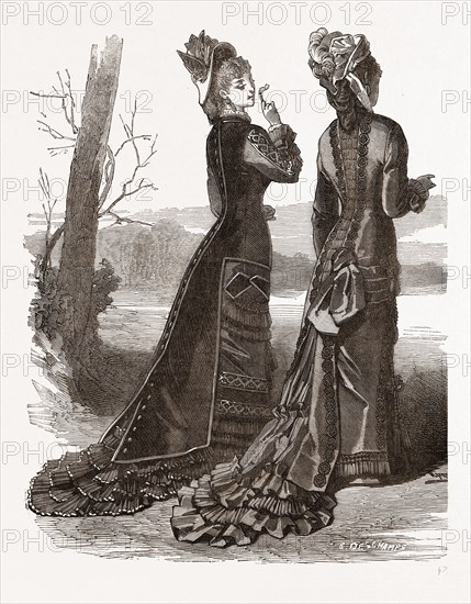 ELEGANT WALKING TOILETTES, 19th CENTURY FASHION