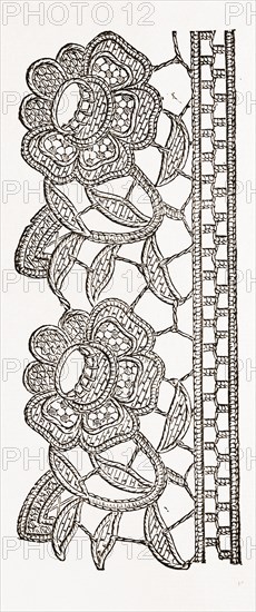 LACE EDGING FOR WASHING MATERIALS, NEEDLEWORK, 19th CENTURY EMBROIDERY