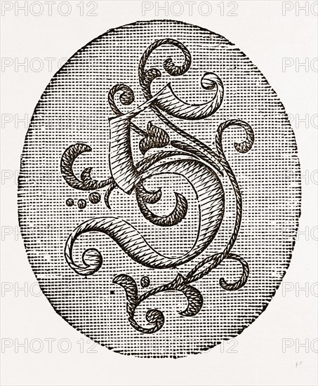 INITIAL FOR UNDERLINEN (S.), NEEDLEWORK, 19th CENTURY EMBROIDERY