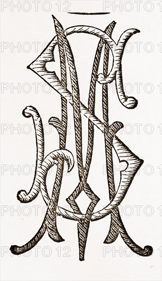 MONOGRAM FOR HANDKERCHIEFS, NEEDLEWORK, 19th CENTURY EMBROIDERY