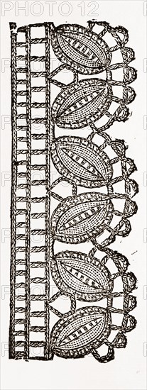 LACE EDGING FOR UNDERLINEN, NEEDLEWORK, 19th CENTURY EMBROIDERY
