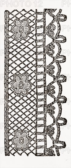 LACE EDGING, NEEDLEWORK, 19th CENTURY