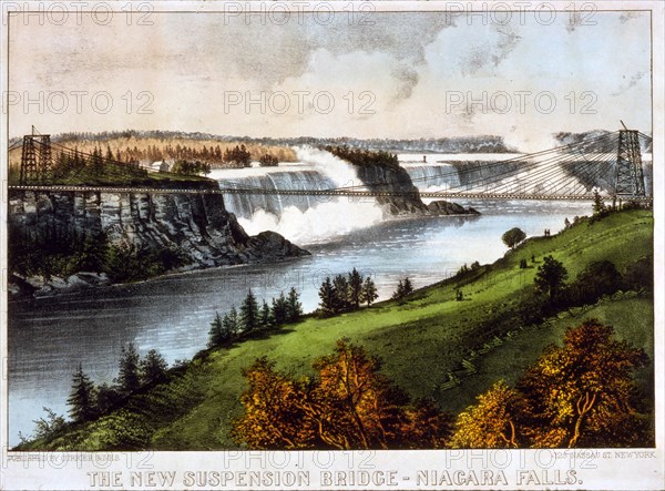 The new suspension bridge--Niagara Falls; Currier & Ives.,; New York : Published by Currier & Ives, [between 1856 and 1907].; 1 print : lithograph, hand-colored.