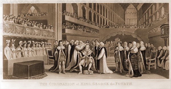 The coronation of King George the fourth / engraved by J. Chapman from a painting by J. Fussell.; Chapman, J. G. (John Gadsby), 1808-1889, engraver; Paternoster Row [London, Eng.] : Published by J. Robins & Co., [1830?]; 1 print : engraving.