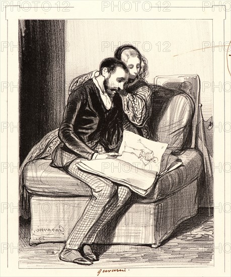 Paul Gavarni (aka Hippolyte-Guillaume-Sulpice Chevalier, French, 1804 - 1866). Les Etudiants de Paris, 19th century. Lithograph.