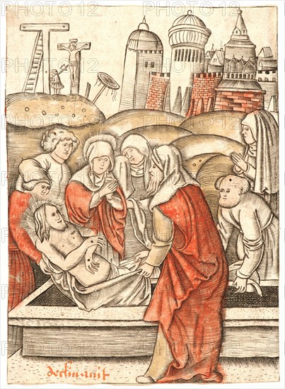 Noël Garnier (French, 1470/75â€ì1544). The Entombment. Engraving with hand coloring.