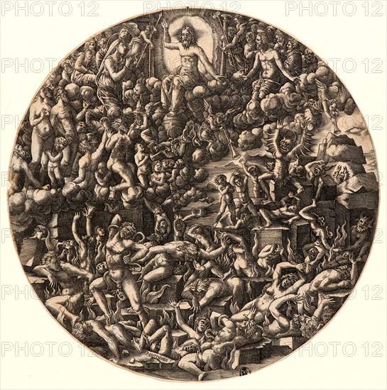 Georges Reverdy (aka Giorgio Reverdino) (French, active ca. 1529 â€ì ca. 1557). The Last Judgment, 16th century. Engraving. First state.